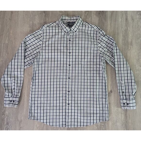 EUC Mens CLAIBORNE 80's 2-PLY Long Sleeve Plaid Shirt ~ Size Large ~ 100% Cotton - Picture 1 of 3